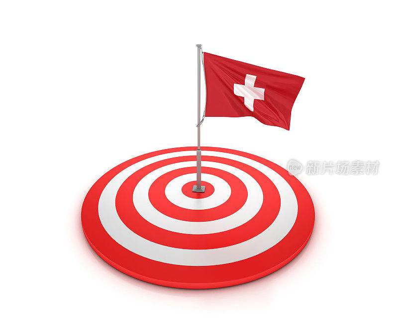 目标上的瑞士国旗- 3D渲染